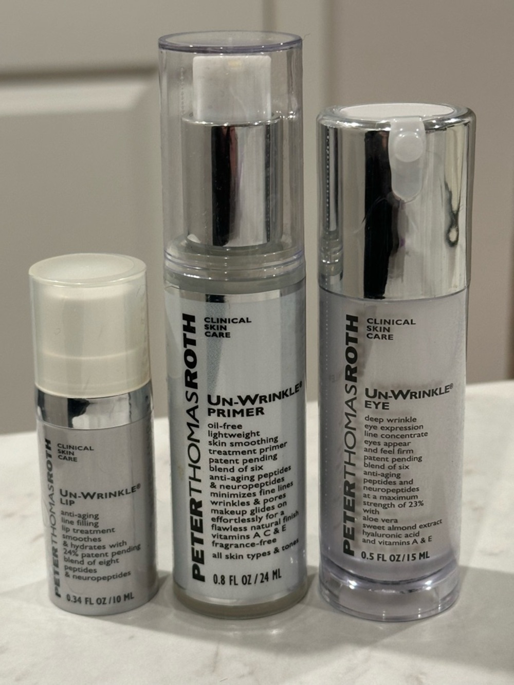 Brand New 3 piece set Peter Thomas Roth Un-Wrinkle Primer & Eye - Unwrinkle lip
